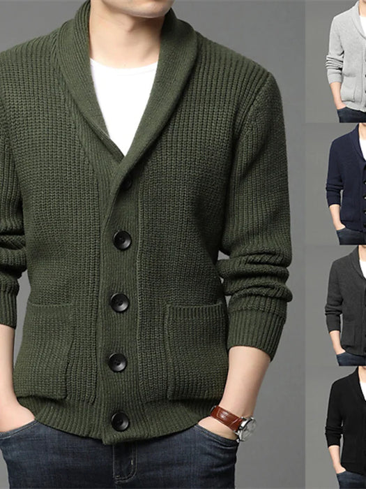 Men's Unisex Cardigan Sweater Pocket Knitted Button