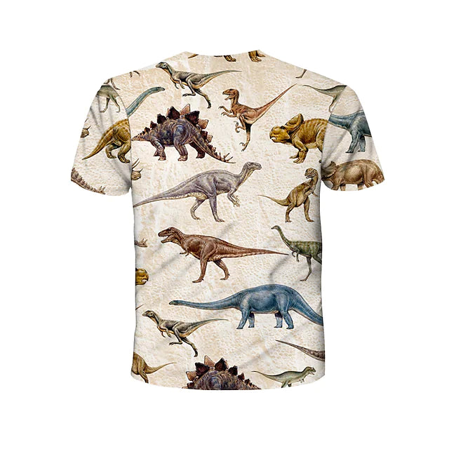 Kids Boys T shirt Animal School 3D Print Short Sleeve Active 4-12 Years Summer Khaki
