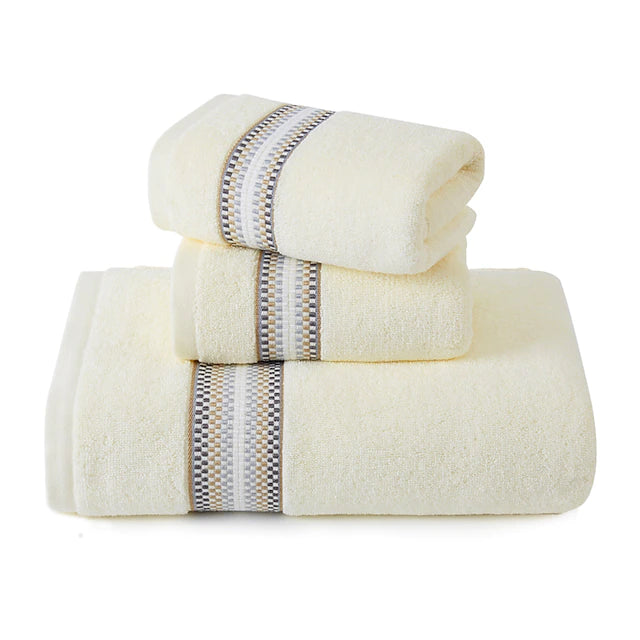 3 Pcs Cotton Blend Towel Set Includes 2 Pcs Hand Kitchen Towels 1 Pc Bath Shower