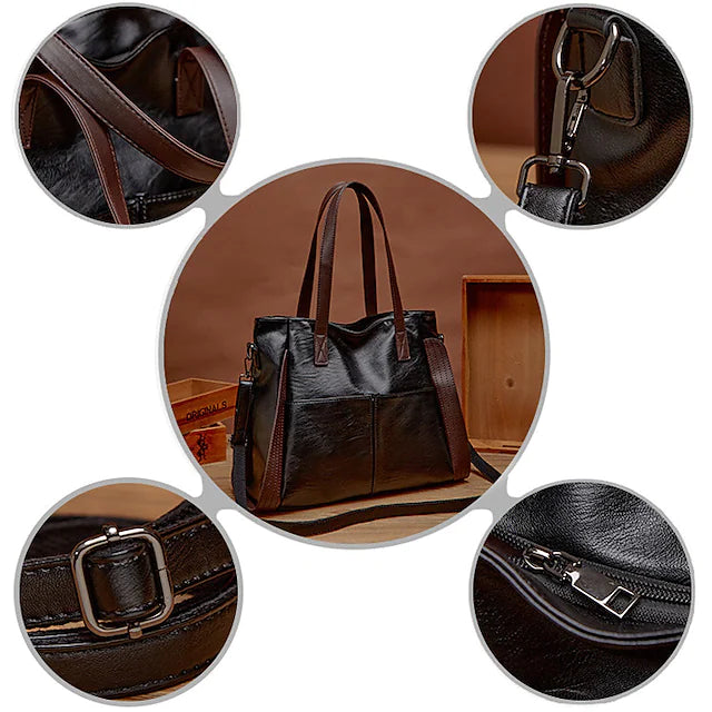 Women's Leather Bag Tote Handbags Tote Crossbody Bag Top Handle Bag PU Leather Zipper