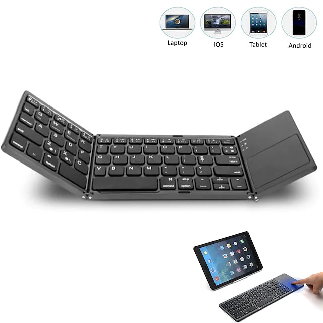 Wireless Bluetooth Foldable Keyboard Portable Ultra Slim Lightweight Keyboard with Rechargeable Battery 64 Keys