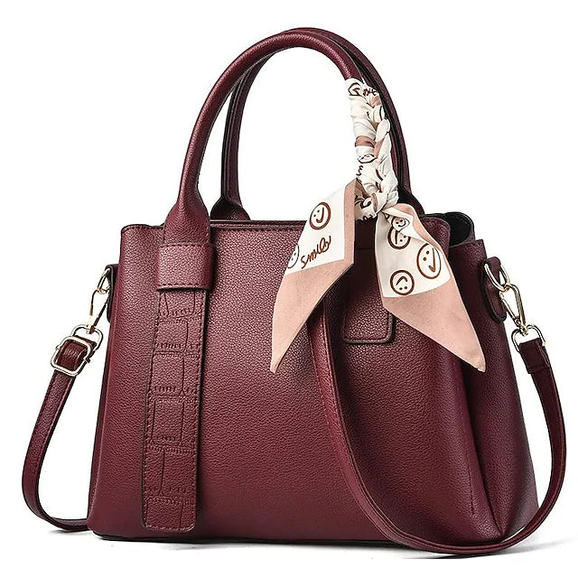 Women's Top Handle Bag Shoulder Bag PU Leather Daily Date Office & Career Solid Color Plain