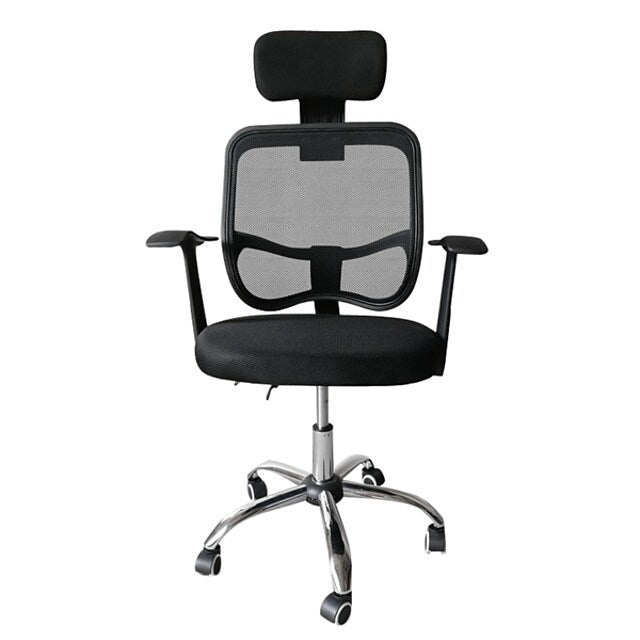 Mesh Back Gas Lift Back Tilt Adjustable Office Swivel Chair with Headrest & Armrests Black