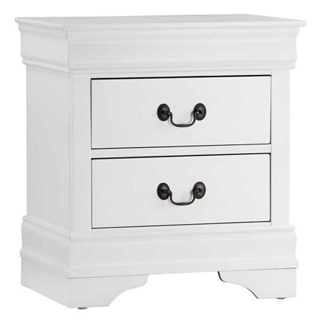 Traditional Design White Finish Nightstand 1pc Antique Drop Handles Drawers Bed Side Table Bedroom Furniture