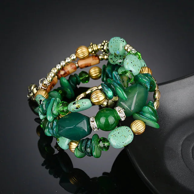 Boho multilayer irregular agate beads charm bracelets