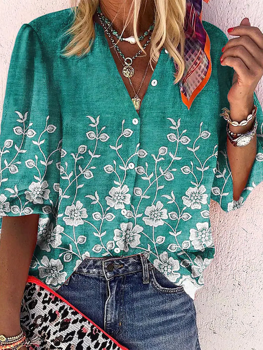 Women's Daily Holiday Weekend Floral Blouse