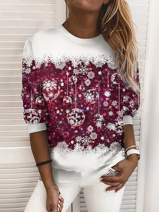 Women's Sweatshirt Pullover Snowflake Snowman Ugly Christmas Print Casual Sports 3D Print