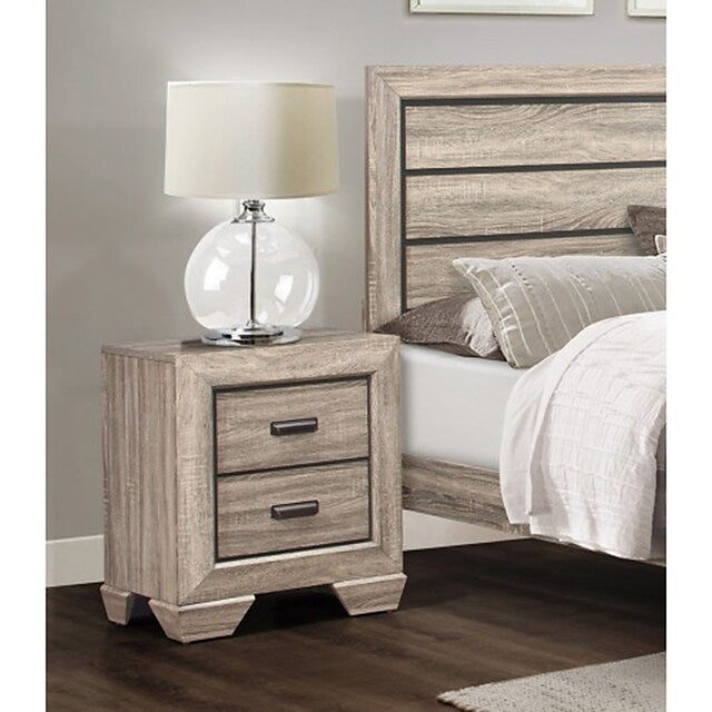 Natural Finish 1pc Nightstand Flat Cup Pulls Two Dovetail Drawers Wooden Bed Side Table Bedroom Furniture