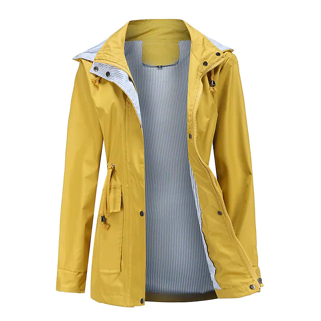 Women's Jacket Daily Wear Spring & Fall Regular Coat Slim Fit Sporty Casual Jacket Solid Color Blue Yellow