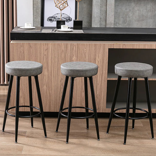 Metal Bar Stools Round Kitchen Counter Stools Industrial Round Barstool Bar Chairs 28 Inch