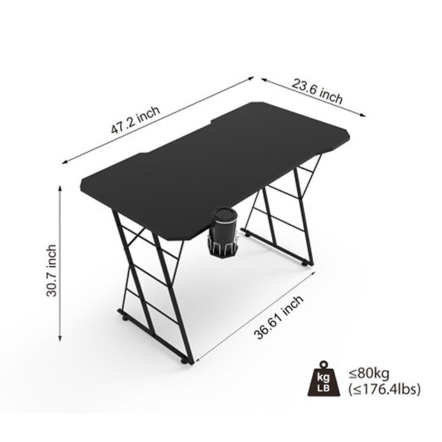 Ergonomic gaming computer desk 48''*24''with 1*cup holder