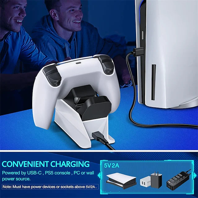 Charger for Sony PlayStation5 Wireless Controller Type C Dual USB Fast Charging Dock Station for PS5 Joystick