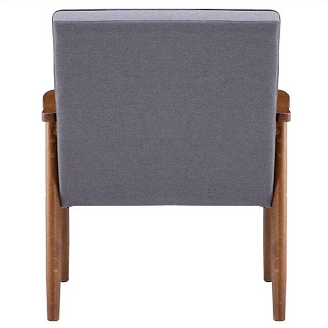 Retro Modern Wooden Single Chair Grey Fabric