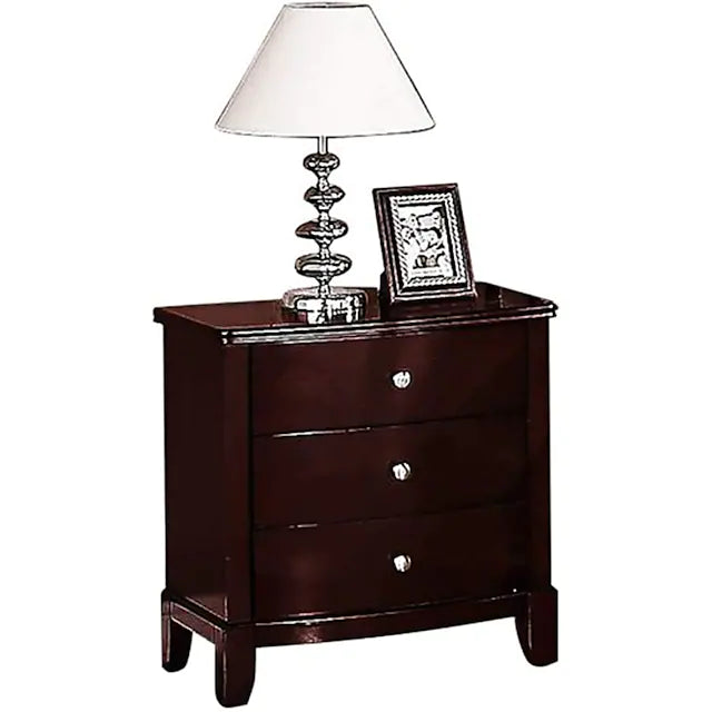 Brown Finish 3-Drawers Nightstand Bedroom Furniture 1pc Nightstand MDF Birch veneer