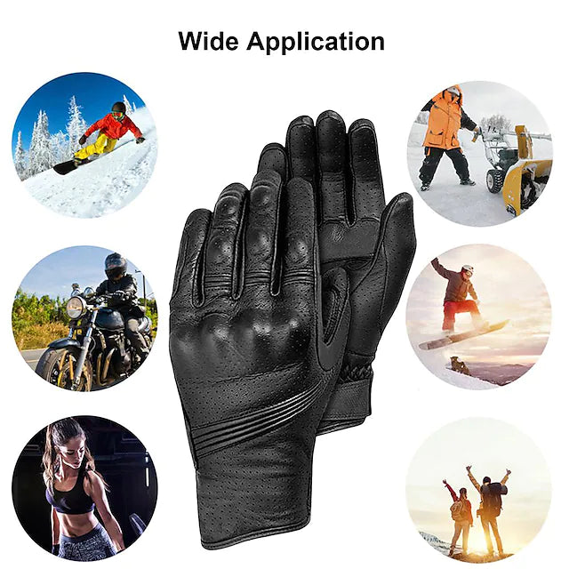 Full Finger Unisex Motorcycle Gloves Leather