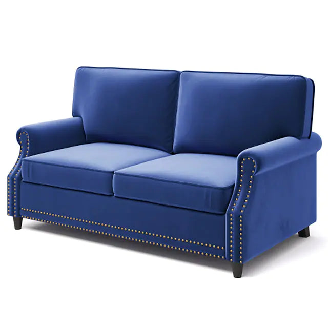 Modern Loveseat Sofa Upholstered 2 Seater Sofa Couch with Deep Seat Velvet Rolled Arm Loveseat