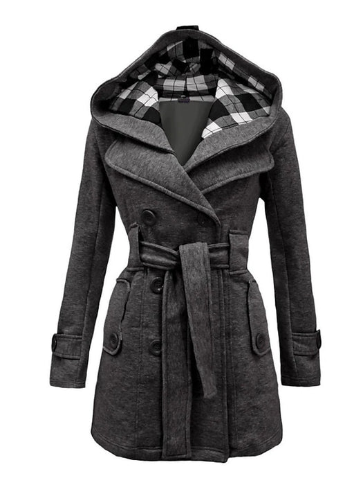 Women's Coat Daily Winter Long Coat Regular Fit Vintage Jacket Long Sleeve Plaid Lace Red Blue Plus Size