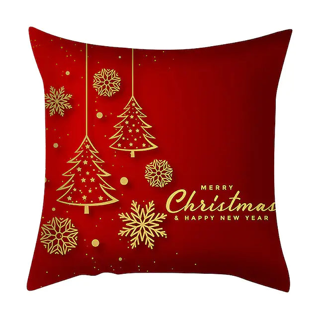 Christmas Double Side Throw Pillow Cover 4PC Soft Decorative Square Cushion Case Pillowcase