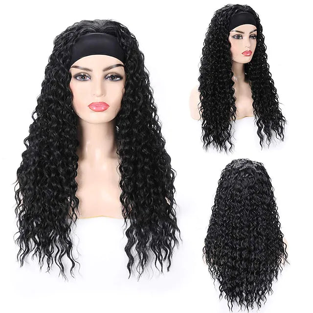 Headband Wig Long Deep Wave Curly