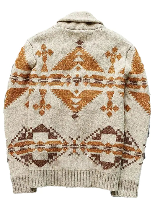 Men's Sweater Cardigan Knit Vintage Style Retro Geometric Shirt Collar Stylish Sweaters Daily Wear