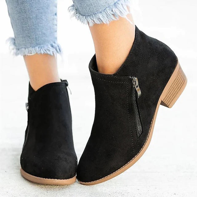 Women's Boots Suede Shoes Outdoor Daily Booties Ankle Boots Winter Cuban Heel Round Toe