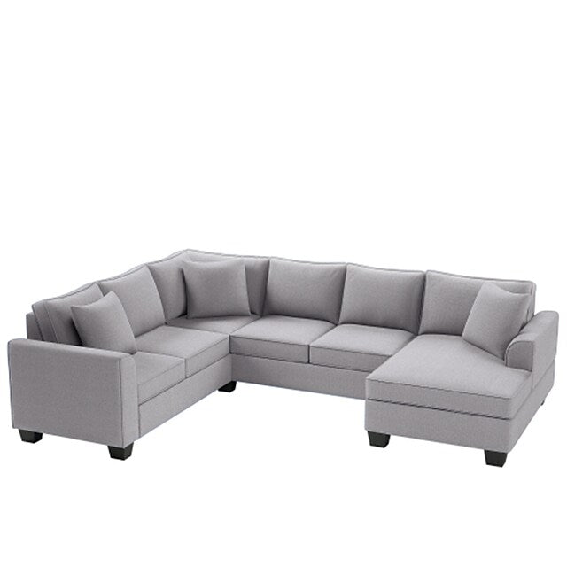 Sectional Sofa Upholstered Modern English Arm Classic U-shaped Sofa 3 Pillows Included