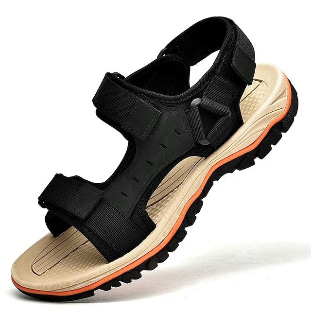 Men's Sandals Roman Shoes Beach Daily Microfiber Breathable Dark Brown Black Khaki Fall Summer