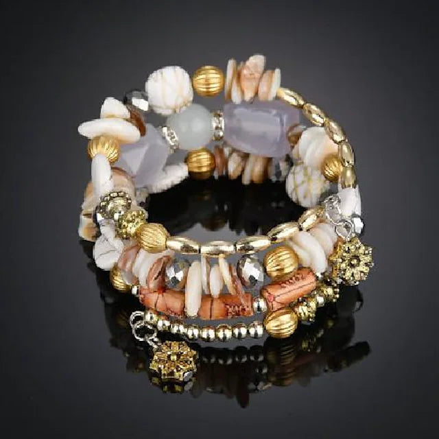 Boho multilayer irregular agate beads charm bracelets