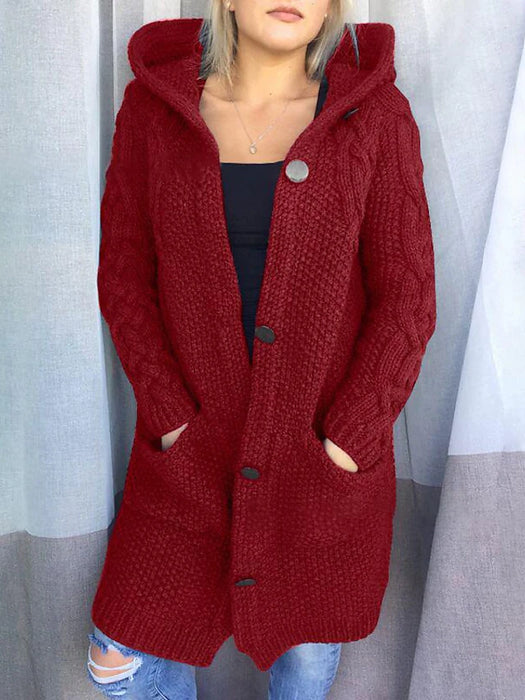 Women's Cardigan Pocket Solid Color Casual Chunky Long Sleeve