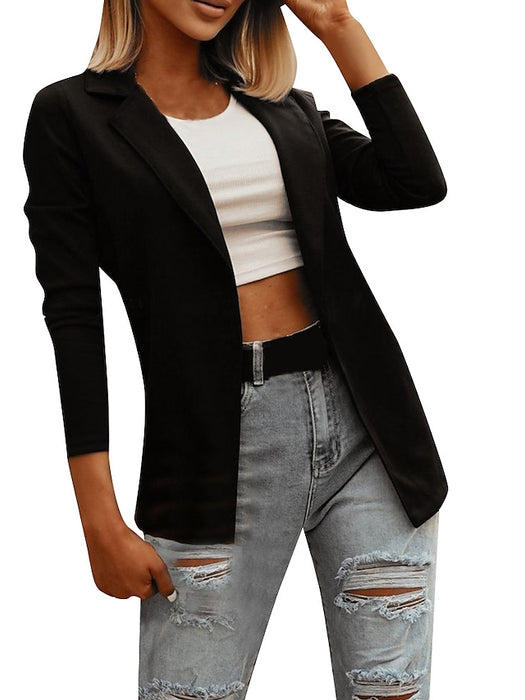 Women's Blazer Causal Daily Spring Fall Regular Coat Shirt Collar Regular Fit