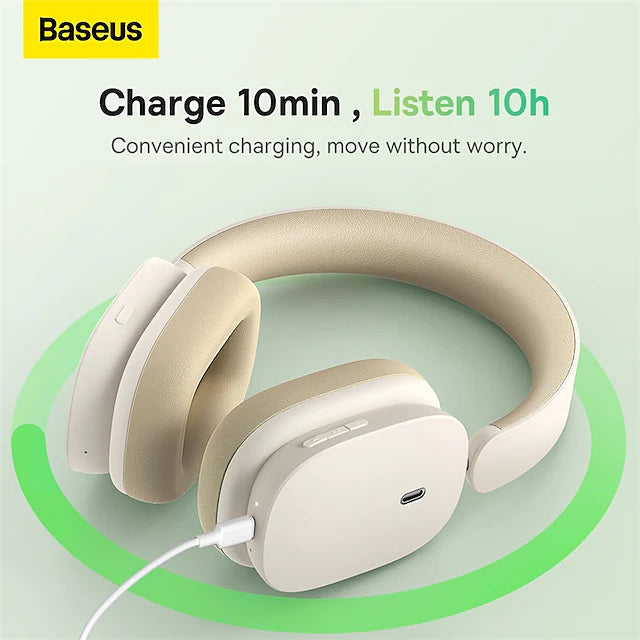 Baseus H1 Hybrid 40dB ANC Wireless Headphones 4-mics ENC Earphone Bluetooth 5.2 40mm Driver