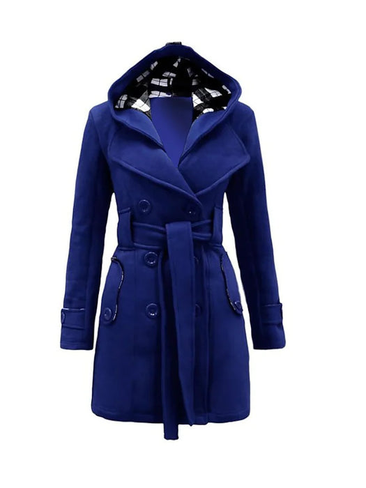 Women's Coat Daily Winter Long Coat Regular Fit Vintage Jacket Long Sleeve Plaid Lace Red Blue Plus Size