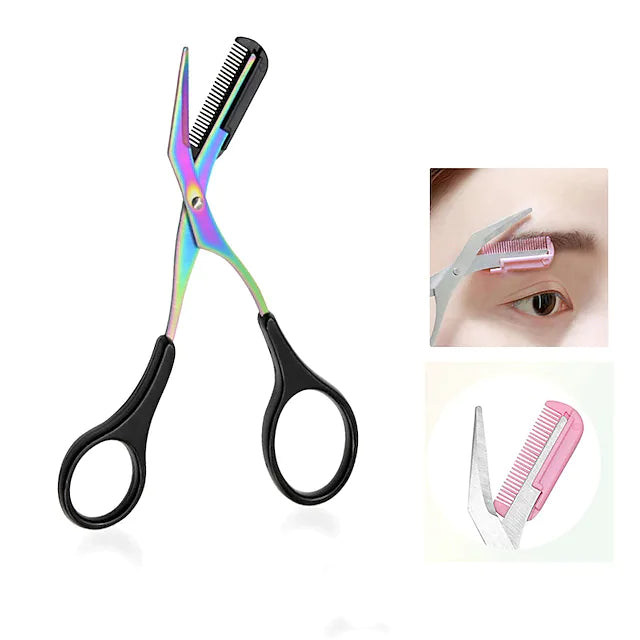 1pcs Eyebrow Trimmer Scissor with Comb Facial Hair