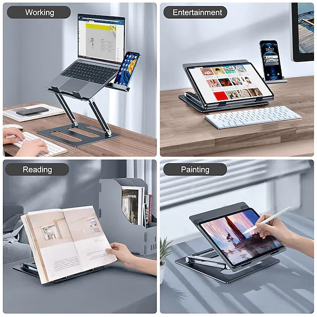 Laptop Stand for Desk Adjustable Laptop Stand Metal Silicone Portable