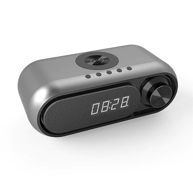 Bluetooth Speaker Wireless Charger Clock Display High Power Fast Charging with Alarm Clock
