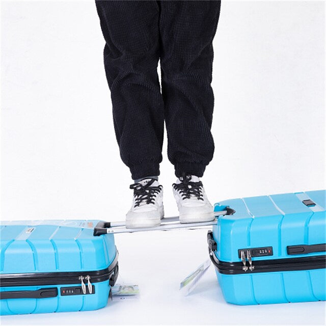 Hardshell Suitcase Spinner Wheels PP Luggage Sets Lightweight Suitcase With TSA Lock(only 28)3-Piece Set (20/24/28) Light Blue