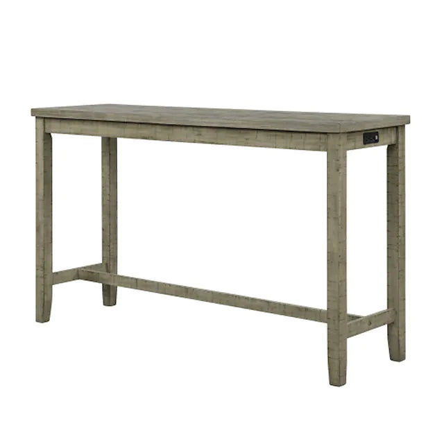 4 Pieces Counter Height Table with Fabric Padded StoolsRustic Bar Dining Set with SocketGray Gree