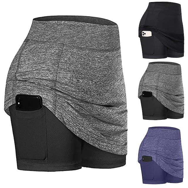 Women's Athletic Skorts Running Skirt 2 in 1 with Phone Pocket