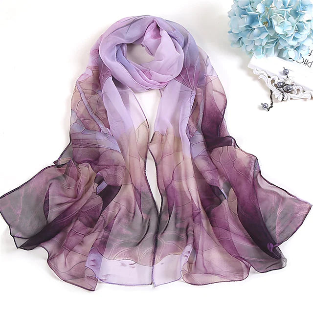 Women's Chiffon Scarf Party Red Scarf Tie Dye / Purple / Fall / Winter / Spring / Summer