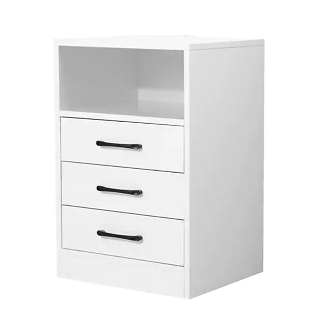 Nightstand with 3 Drawers and CabinetUSB Charging Ports and LED Light