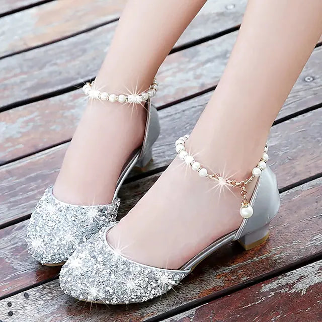 Girls' Heels Daily Glitters Dress Shoes Heel Rubber PU Breathability