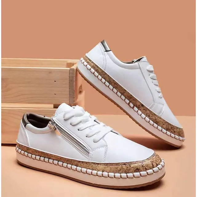 Women's Sneakers Plus Size White Shoes Daily Flat Heel Round Toe Casual