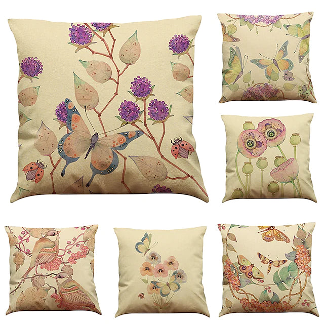 1 Set of 6 Pcs Cushion Cover Botanical Series