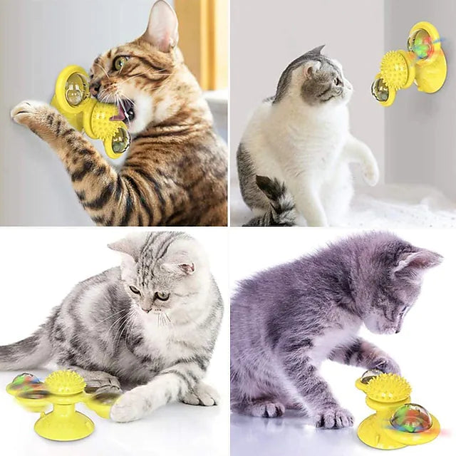 Cat Teasers Interactive Toy Rotating Toy Cat Toys Set Windmill Interactive Cat Toys