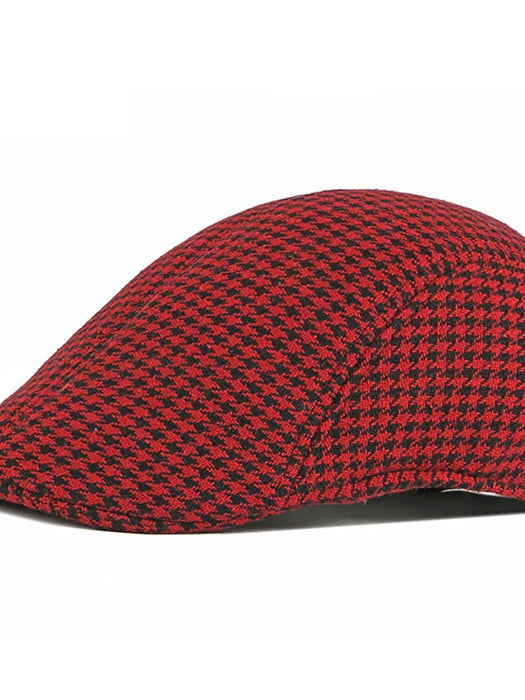 Men's Flat Cap Black Red Polyester Adjustable Buckle Fashion Classic & Timeless