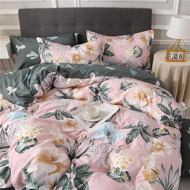 3-Piece Botanical Duvet Cover Set Hotel Bedding Sets Comforter Cover