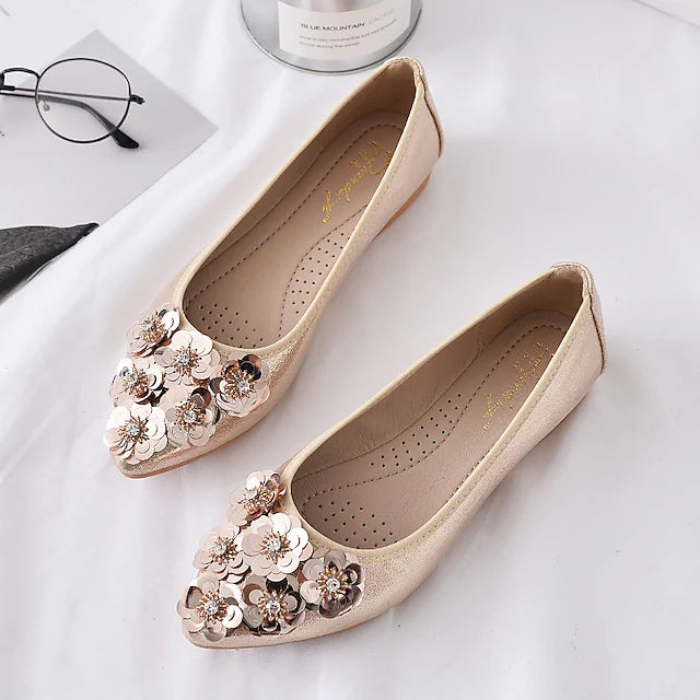 Women's Flats Plus Size Party Daily Summer Sequin Flat Heel Pointed Toe