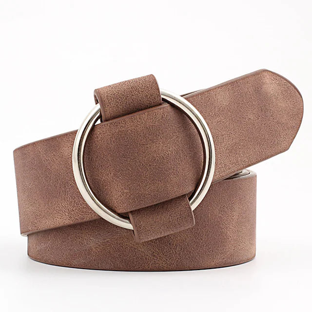 Women's Unisex PU Buckle Belt PU Leather O-ring Buckle O-ring Casual