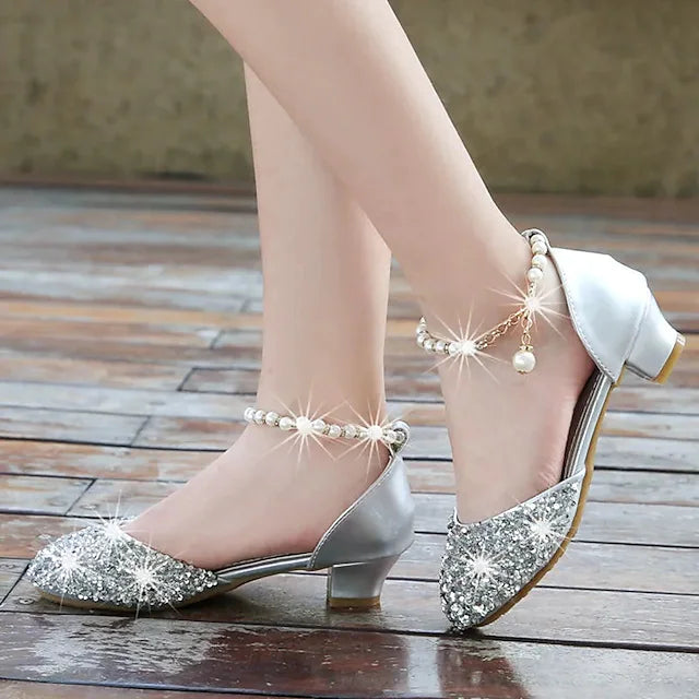 Girls' Heels Daily Glitters Dress Shoes Heel Rubber PU Breathability