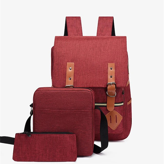 Solid Color School Backpack Bookbag for Student Men Business Wear-Resistant Water
